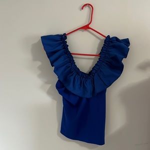A coral blue Shein ruffle top (never woren)